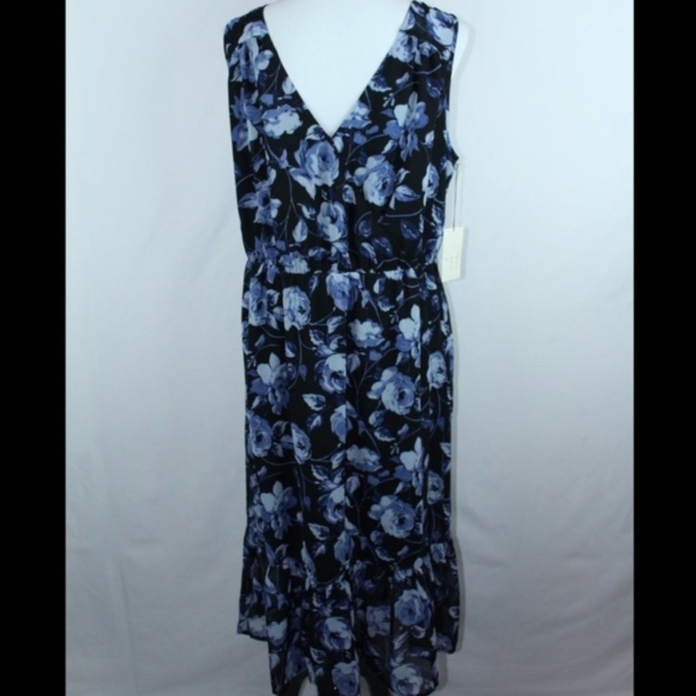 Blue Floral Dress with Belt